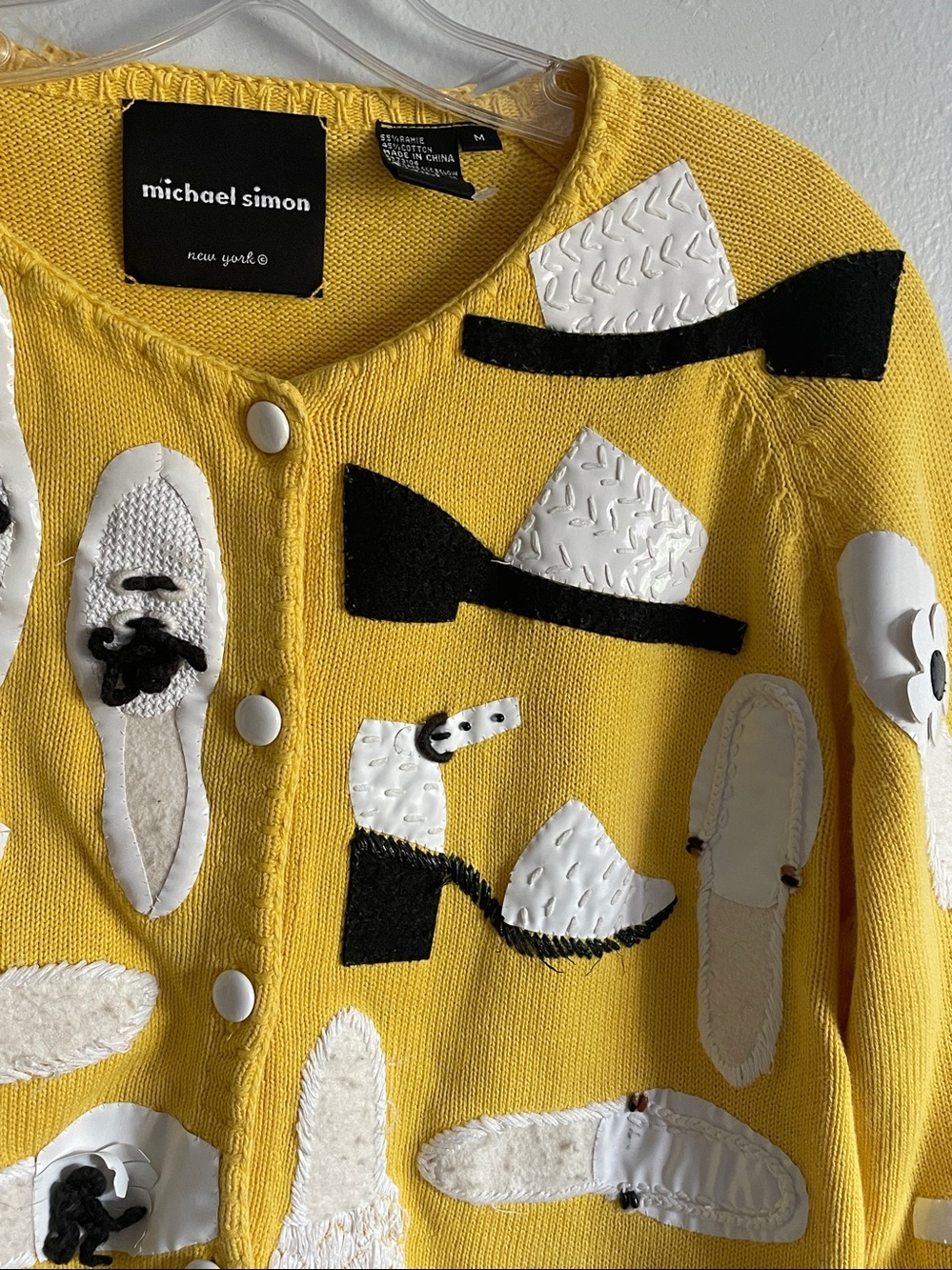 Michael Simon Vintage Yellow Cardigan Sweater Size M - Picture 2 of 10